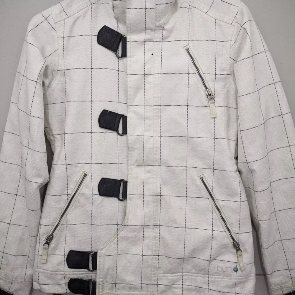 Burton Jacket Womens Small White Dry Ride Snowboarding Checker Zip Hoodie Vented